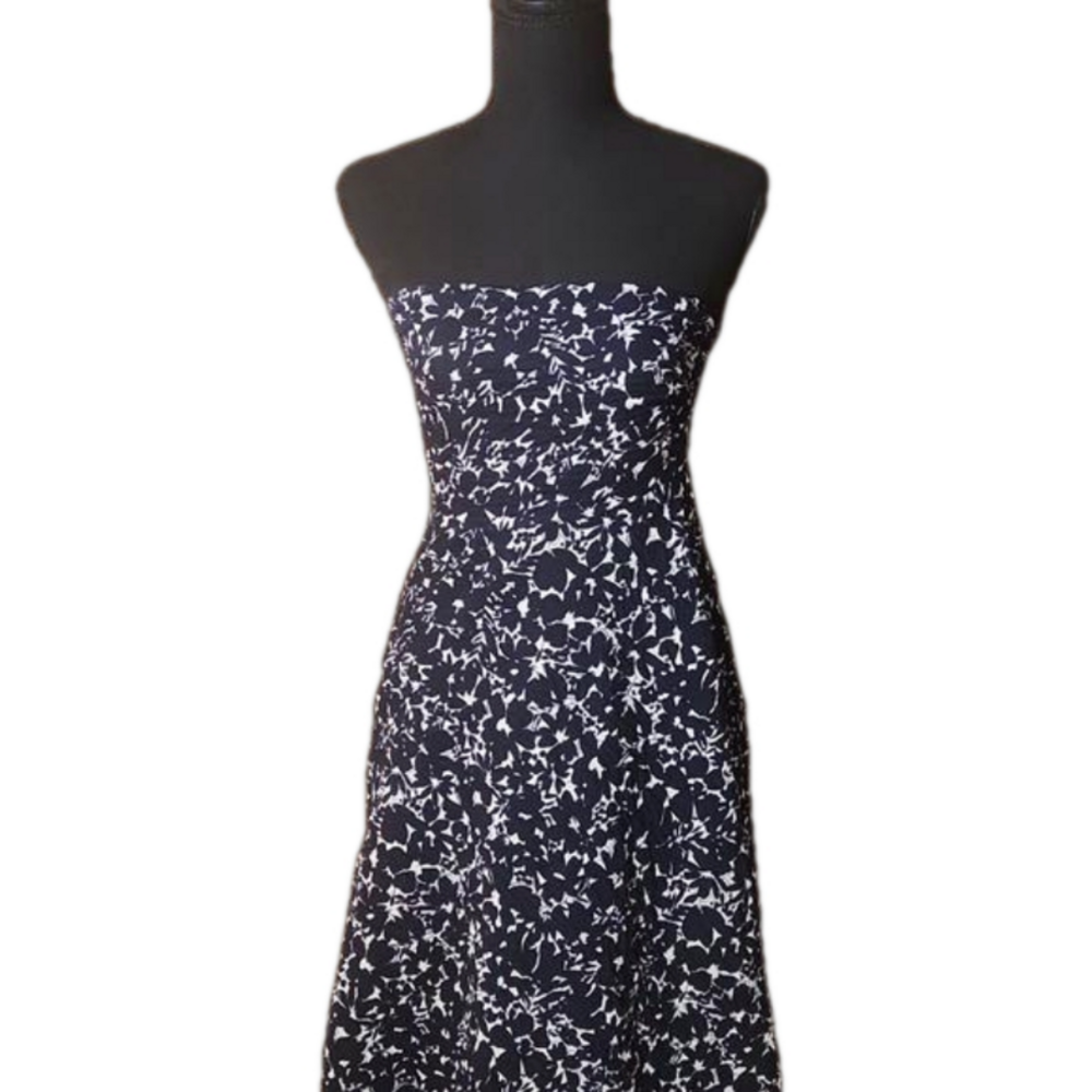 J. Crew strapless navy blue floral dress, size 2